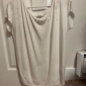 white stylish holed shirt